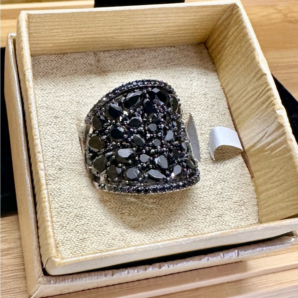 JTV Black Pave Cluster Cocktail Ring